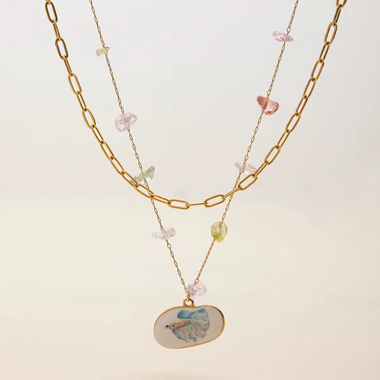 COLLAR DOBLE PIEDRA NATURAL