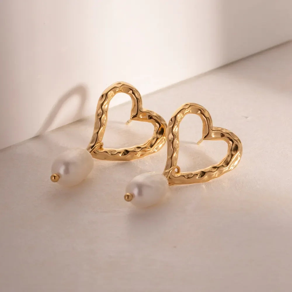 ARETES CORAZON PERLA