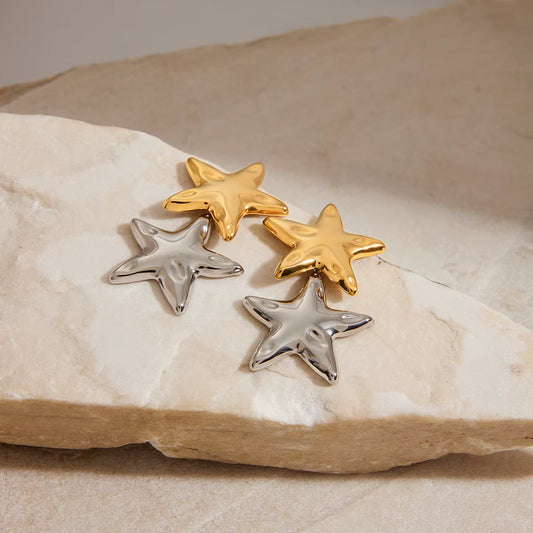 ARETES ESTRELLA BICOLOR