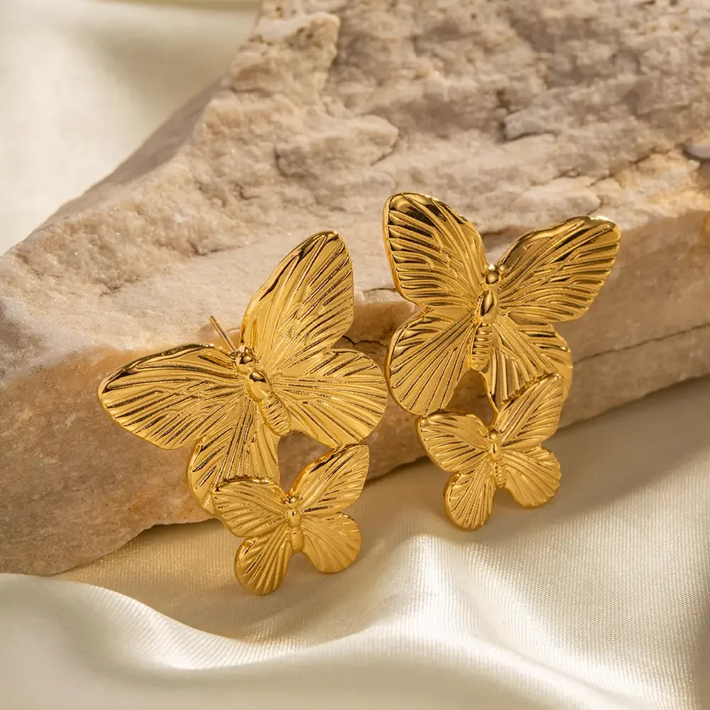 ARETES MARIPOSA DOBLE