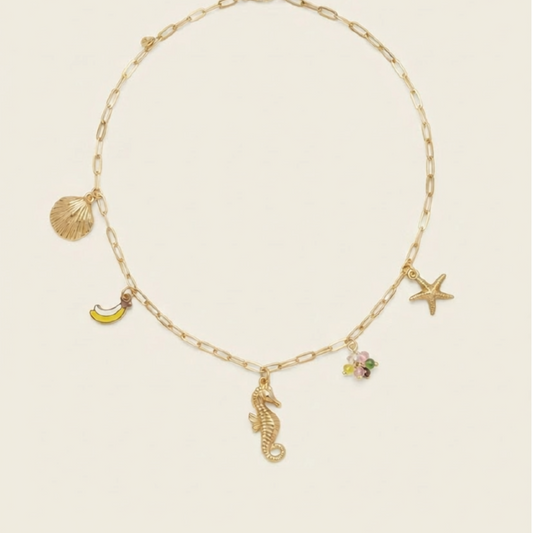 collar en acero chapado en oro 18 k