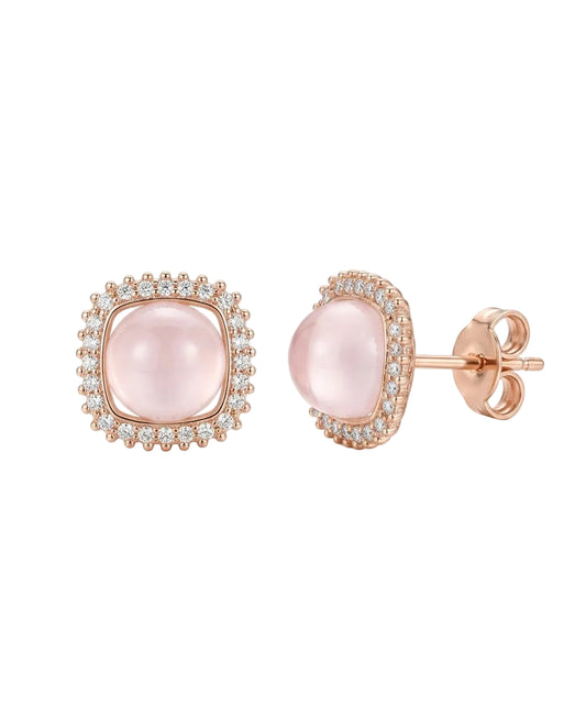 ARETES PERLA LUZ EN ORO ROSA AMORISA
