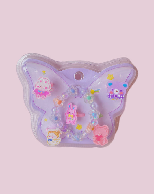 SET ANILLOS + PULSERA ANIMALITOS