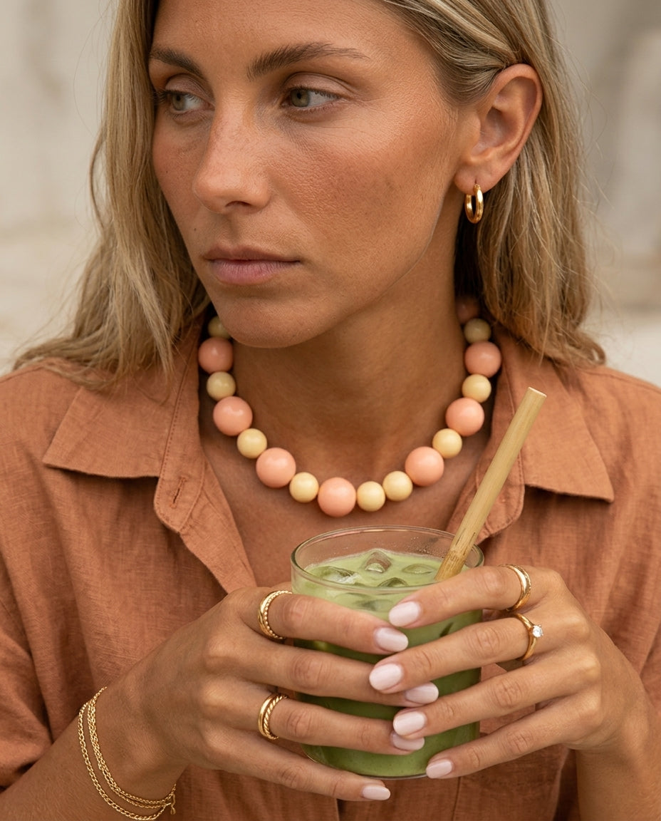 COLLAR ABACO BICOLOR DURAZNO