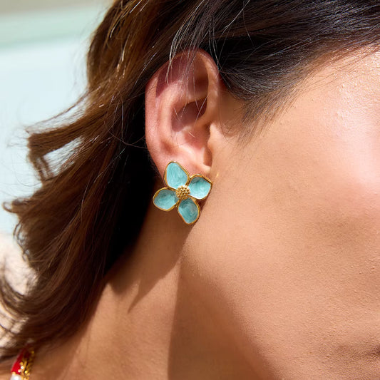 ARETES FLOR AZUL