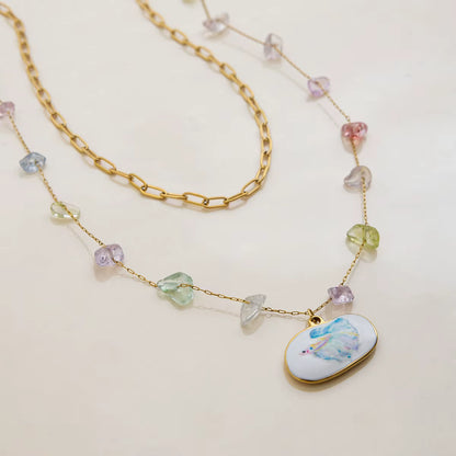 COLLAR DOBLE PIEDRA NATURAL