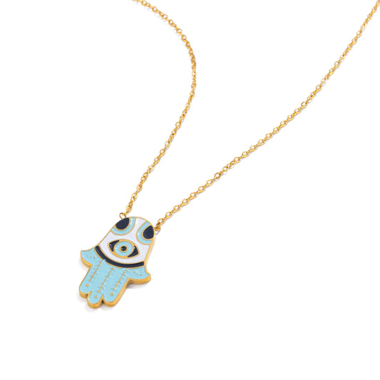 COLLAR MANO OJO TURCO AZUL