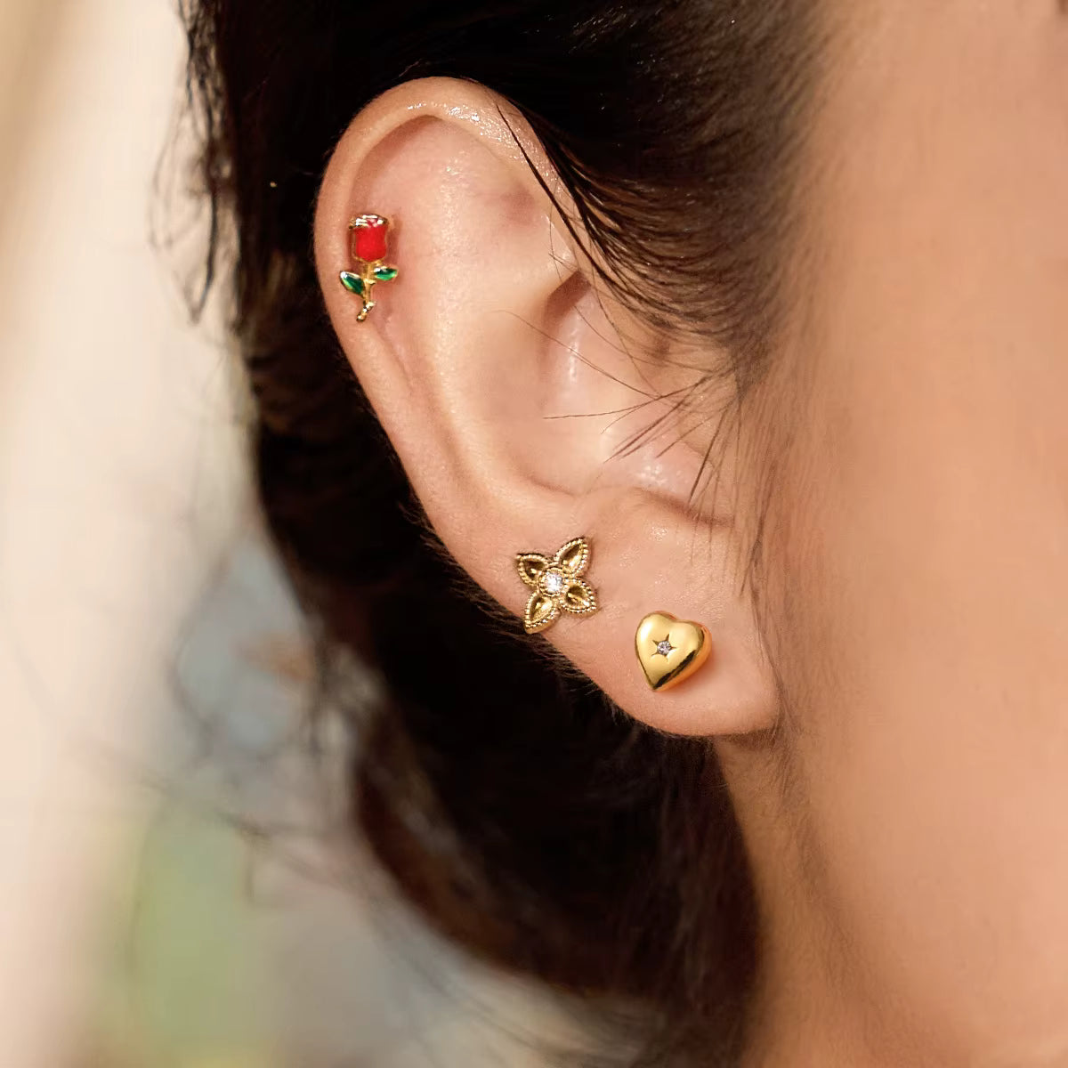 SET ARETES ROSE