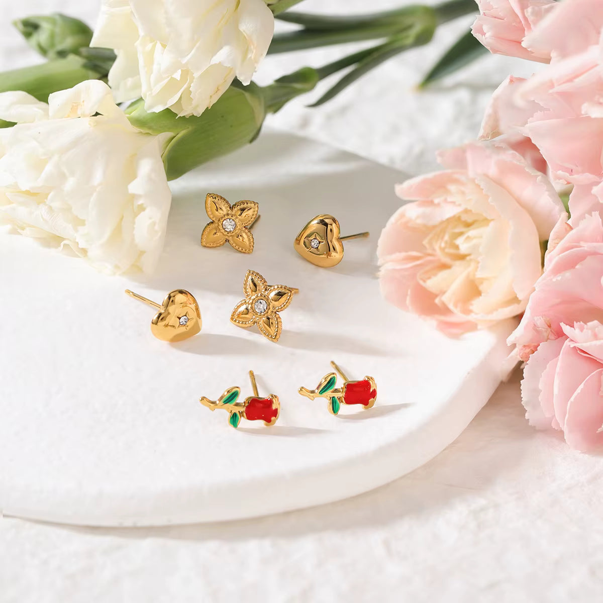SET ARETES ROSE