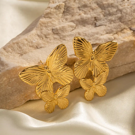 ARETES MARIPOSA DOBLE