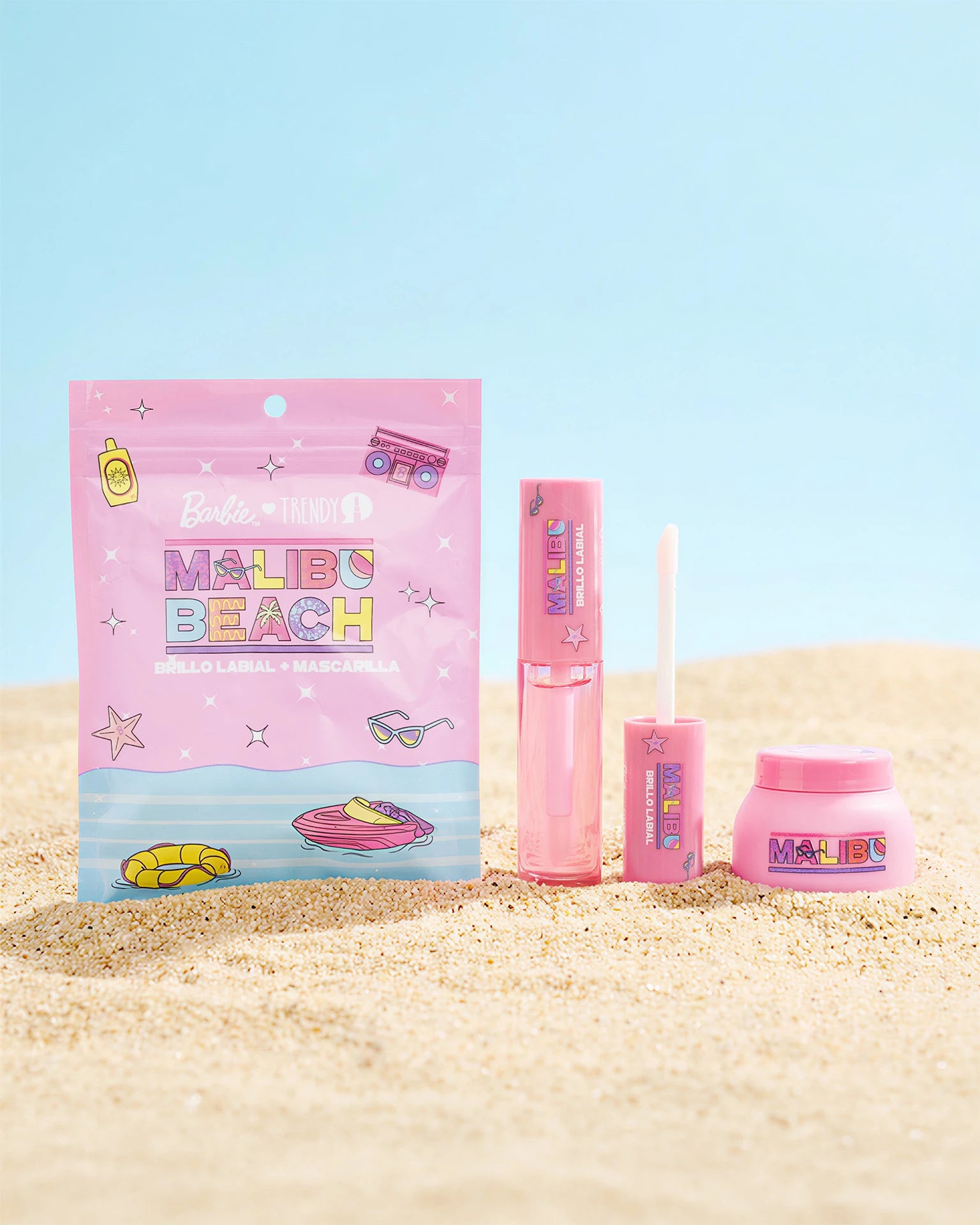 Kit de Labios Barbie Malibu Trendy Mascarilla y Brillo Hidratante - Amorisa Accesorios e Importaciones