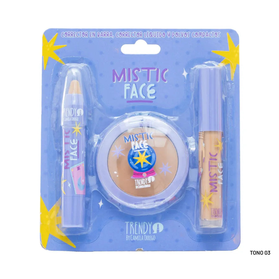 Kit de Piel Mistic Face Trendy con Corrector Líquido Barra y Polvo Compacto - Amorisa Accesorios