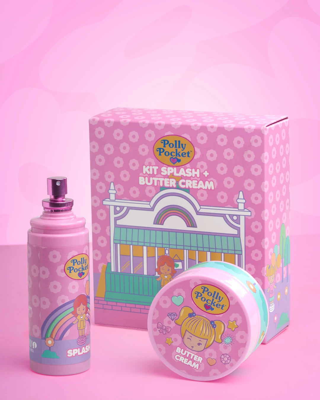 Kit Corporal Polly Pocket Trendy Rosado Splash y Crema con Brillo Glow - Amorisa Accesorios