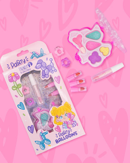 Kit de Maquillaje para Niñas Party Balloons Trendy Sombras Pastel y Labiales - Amorisa Accesorios