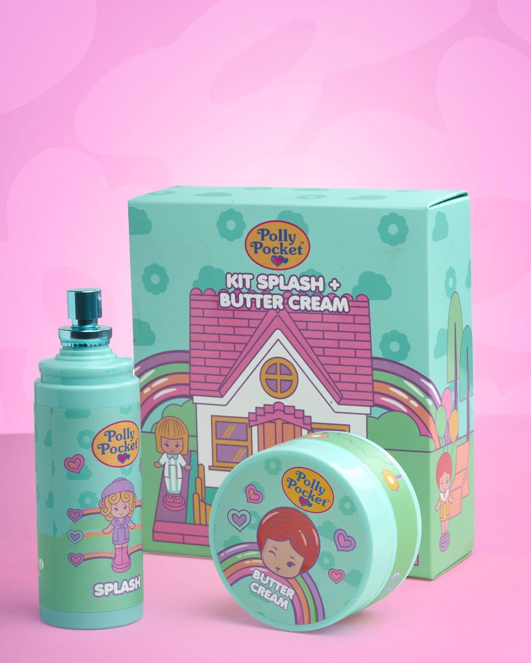 Kit Corporal Polly Pocket Trendy Aguamarina Splash y Crema con Brillo Glow - Amorisa Accesorios 
